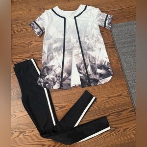 Weissman Hip Hop Dance Jersey Short sleeve shirt top & pants Black White SA Ice